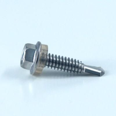 #6.3*30mm Stainless Steel SUS 410 Hex Head Self Drilling Screw and Nylon Waser