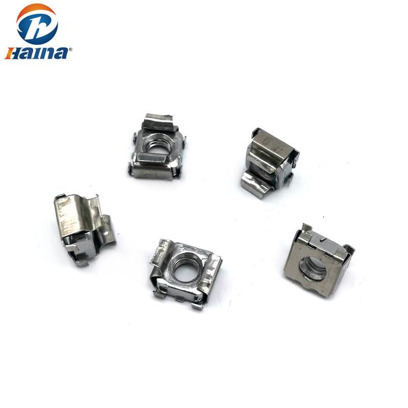 Size M6 Yellow Zinc Plated Spring Steel Square Cage Nuts