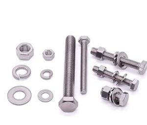 Stainless Steel Hex Bolts Screws with Nuts Flat Washers Lock Washers, 304 Ss 18-8, Hexagon Head, Fully Machine Threaded, Bright Finish