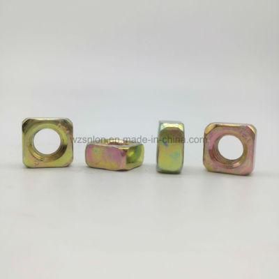 Hot Sale Carbon Steel Square Nut with Yellow Zinc