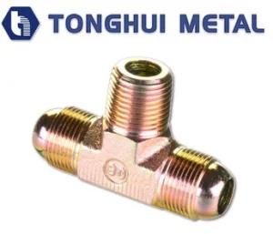 Galvanized Carbon Steel Tee Pipe Fititngs, Pneumatic Flare Three Way Connector, Bsp Threaded Male Fittings
