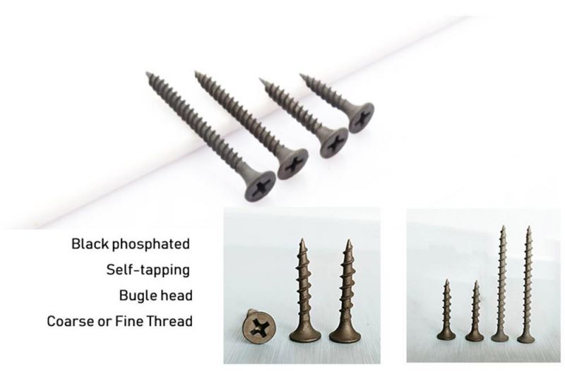 Bugle Head Phillips Drive Grey or Black Phosphating Fine Thread Double Lead Drywall Screw Made in China