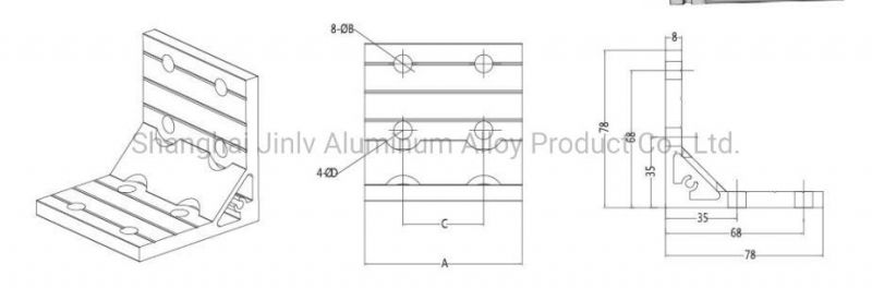 90 Degree Support Angle Piece Aluminum Bracket Profile Corner Connector