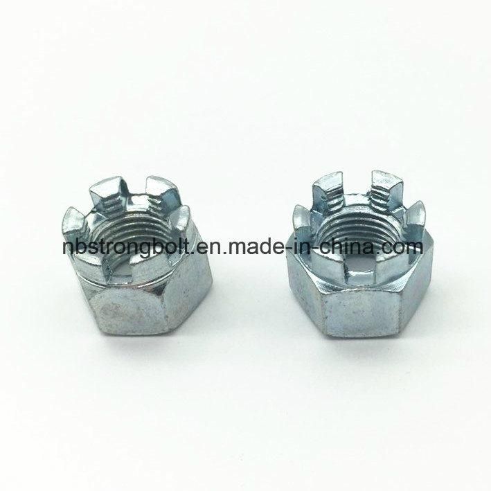 DIN935 Hex Castle Nut with White Zinc Plated Cr3+ M12