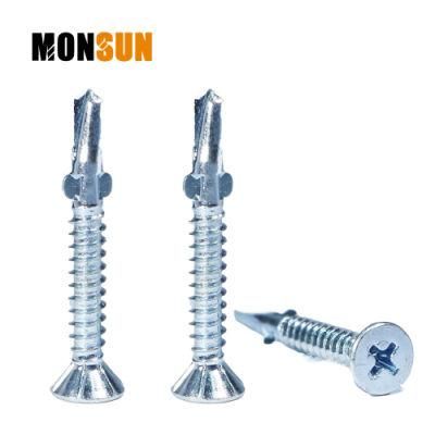 Zinc-Plated Steel Phillips Csk Head Self Drilling Screws with/Without Cutting Wings
