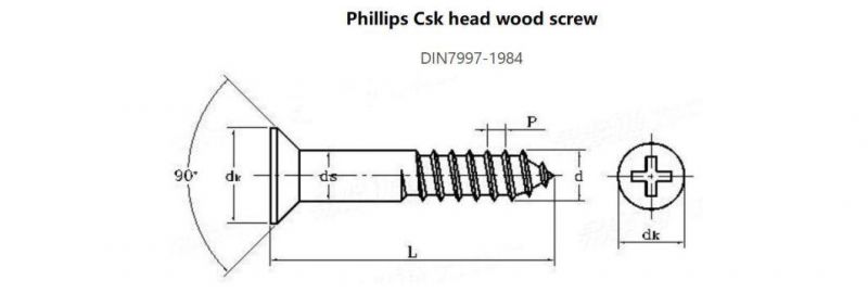 Brass Wood Screw for Flat Head Cross Recess Drives From M4.0X12 to M4X70