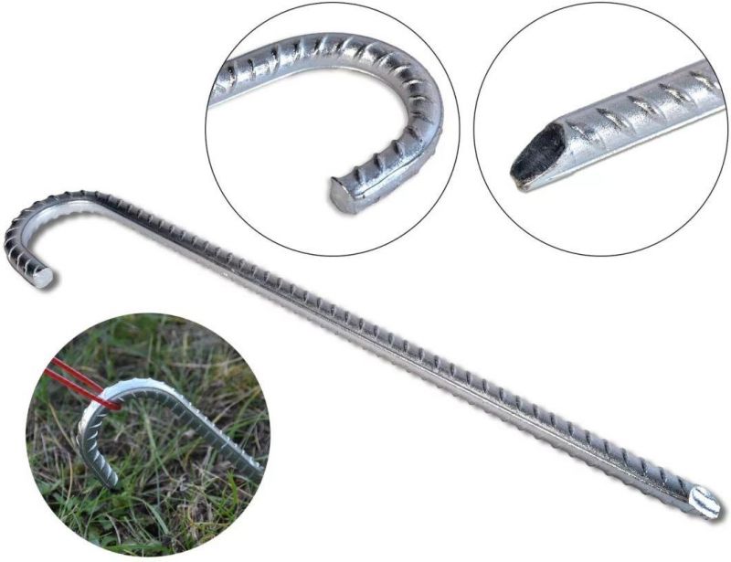 6 Pk 12′′*1/2′′ Galvanized Gerden Ground Anchor Anchors Stakes Rebar J Hook Hooks Staples Screw Tent Pegs Peg Pins Tool