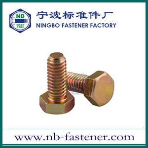 ANSI/ASTM/ASME Hex Tap Bolts Cr6+ Yellow Zinc Plated Full Thread Grade/Class A307 Gr. a &amp; SAE J429 Gr. 2