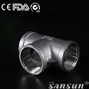 Hygienic Sanitary Stainless Steel Pipe Fittings Female Screwed Equal Tee 304/316/316L