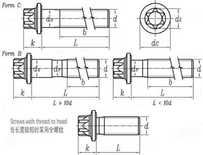 Grade 12.9 Alloy Steel Hexalobular 12 Torx Point Flange Head Bolt Made in China