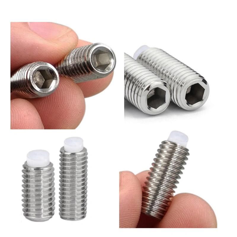 Stainless Steel All Size Flat Silver Plated Set Ss Nylon Tip Grub Screw