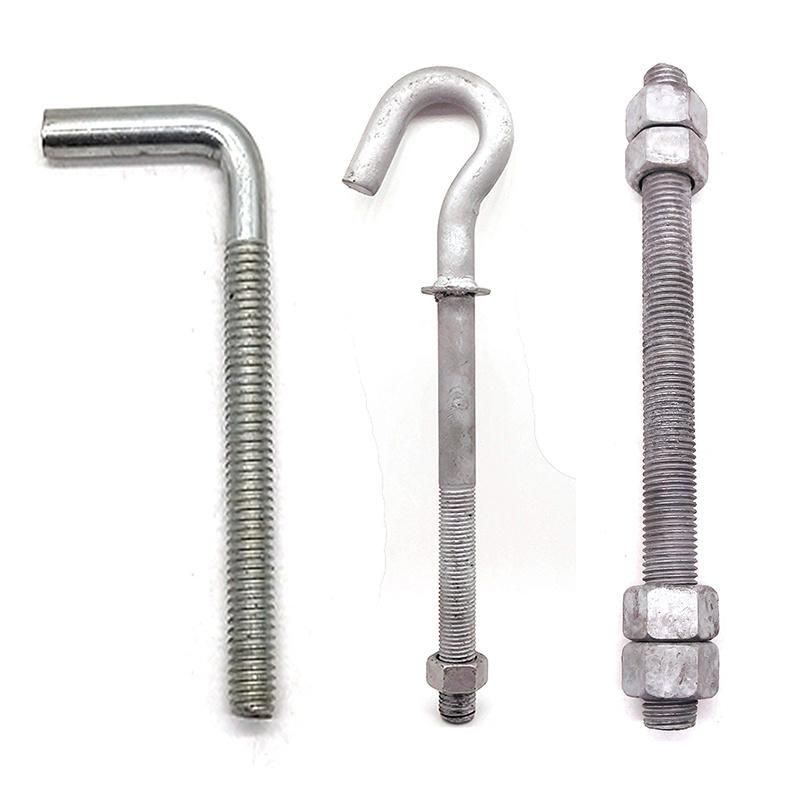 HDG L Type Foundation Bolt with Nut and Washer