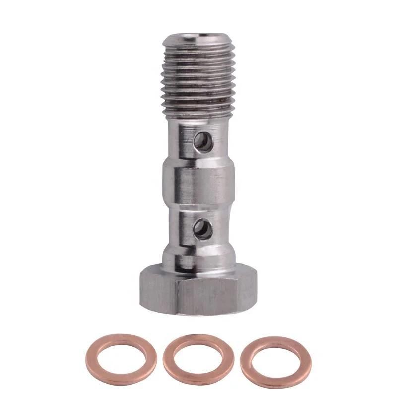 M10*1.0 Chrome Stainless Steel Double Banjo Bolt Brake Fittings Adapter