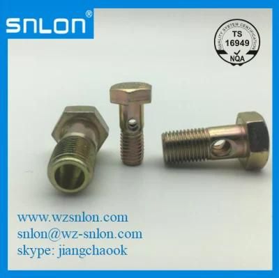 Hex Head Cap Screw Shank Head with Hole Yellow Zinc