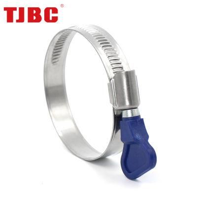 Non-Perforated Stainless Steel Germany Type Worm Drive Hose Clamp with Handle, 10-16mm