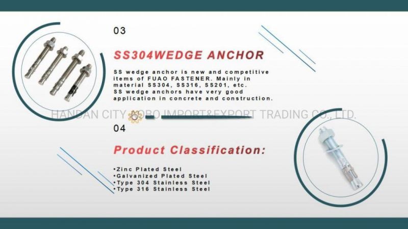 Stainless Steel 304/316 1/2*2-3/4 Wedge Anchor Santiago