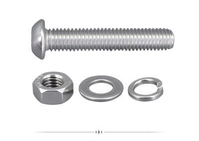 Stainless Steel 304 Flat Round Head Hexagon Socket Screw Nut Set