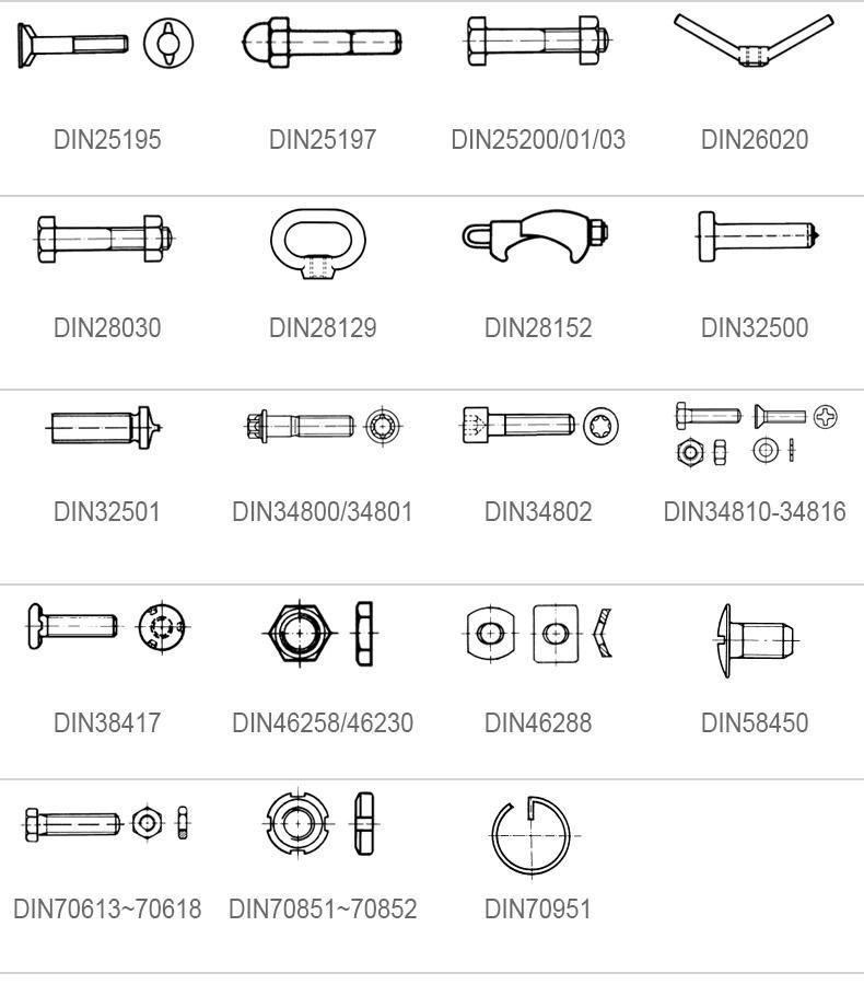 DIN25200 25201 25203 Screws, Bolts, Nuts and Securing Elements for Railway Vehicles