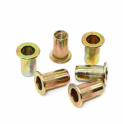 M3 M4 M5 M6 M8 China Manufacture Zinc Plated Flat Head Knurled Rivet Nuts