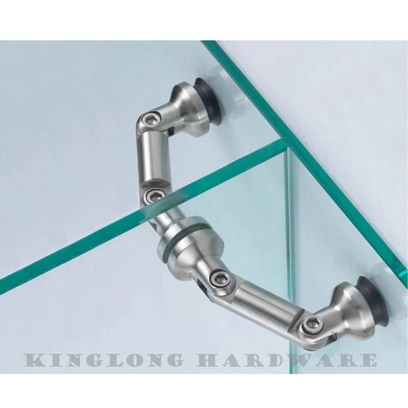 High Quality Stainless Steel Glass Fitting Wall Mounted Glass Clamp Double Adjustable Wall to Glass Connector