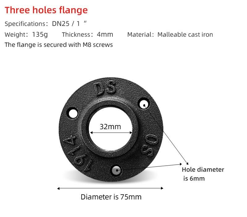 1/2" 3/4" Cast Iron Pipe Black Floor Flange for DIY Furniture