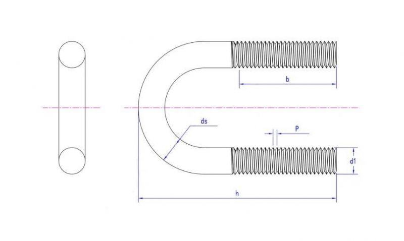 Custom Made Size Stainless Steel304 A2-70 U Bolt