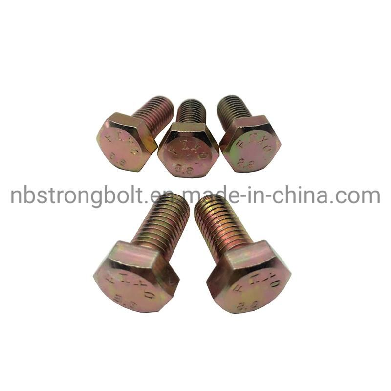 DIN933 Screw Cl. 8.8 Hex Bolt with Yellow Zinc Plated