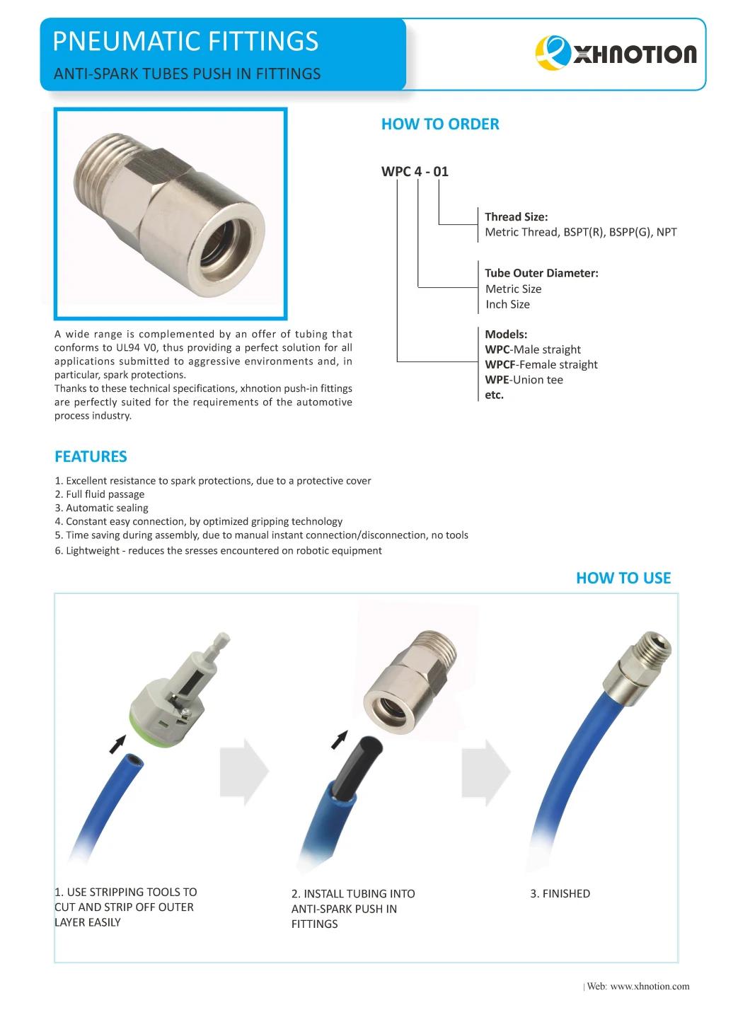 Anti-Spark Push in Fittings Flame Resistance Automotive Union Bulkhead