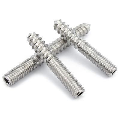 China Wholesale Furniture Hardware Fastener High Quality 304 Stainless Steel Socket Adapter No Head Double Headed Climbing Hanger Bolt
