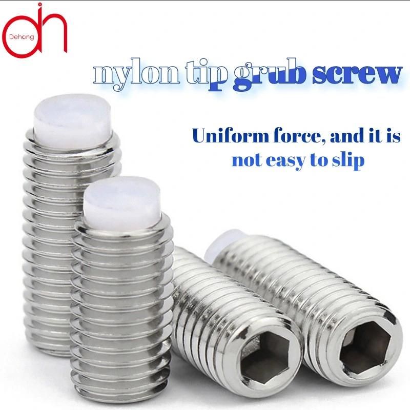 Stainless Steel All Size Flat Silver Plated Set Ss Nylon Tip Grub Screw