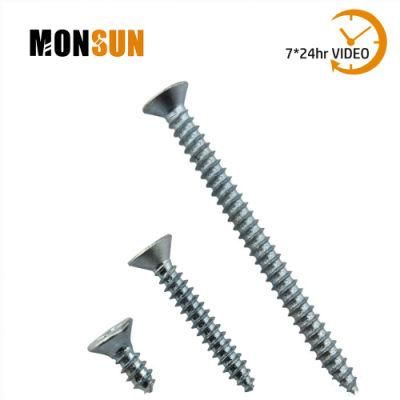 Flat Head Phillips Zinc Plated Steel Cement Fiberboard Thick Screws
