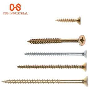 High Quality Yellow Zinc Counter Sunk Head Furniture Fittings Chipboard Screws