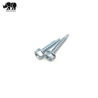 Factory Roofing Screw with #1 Tail 3 Strips on Thread Galvanized Hex Washer Head Drilling Screw Metal Screw