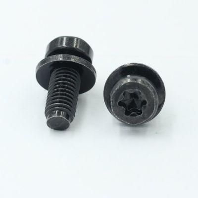 M4 Black Round Head Cross Six Lobe Head Black Zinc Combination Screw