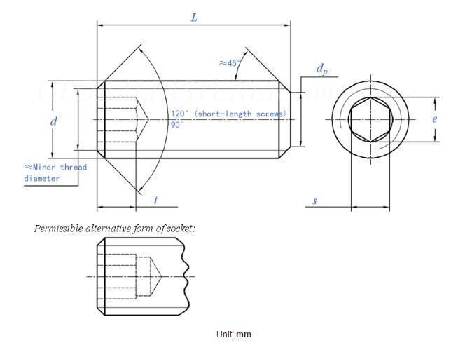 DIN 913 Stainless Steel Plain Hexagon Socket Machine Screws Allen Grub Set Screw with Flat End Point
