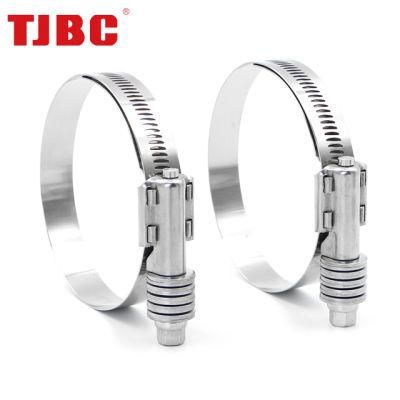 High Pressure W2 Stainless Steel Heavy Duty American Type Constant Tension Hose Tube Clamp, 15.8mm Bandwidth, 159-181mm