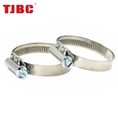 12mm German Type Stainless Steel Worm Drive Hose Clamp Without Welded Housing, Adjustable Non-Perforated Pipe Tube Clip for Automotive, 50-70mm
