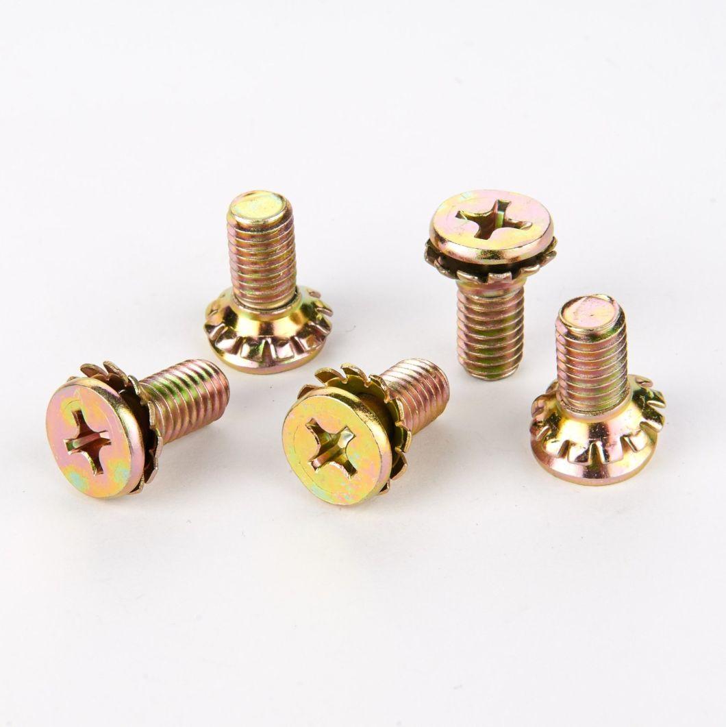 Assembling Bolts, Three-Pieces Set of Bolts, Hexagon Bolts with Spring Washer and Flat Washer, Round Head Cross Recessed Screws