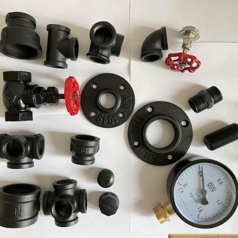 Black Malleable Threaded Floor Flange Iron Bsp Pipe Fittings Wall Mount 1/2" 3/4" 1"