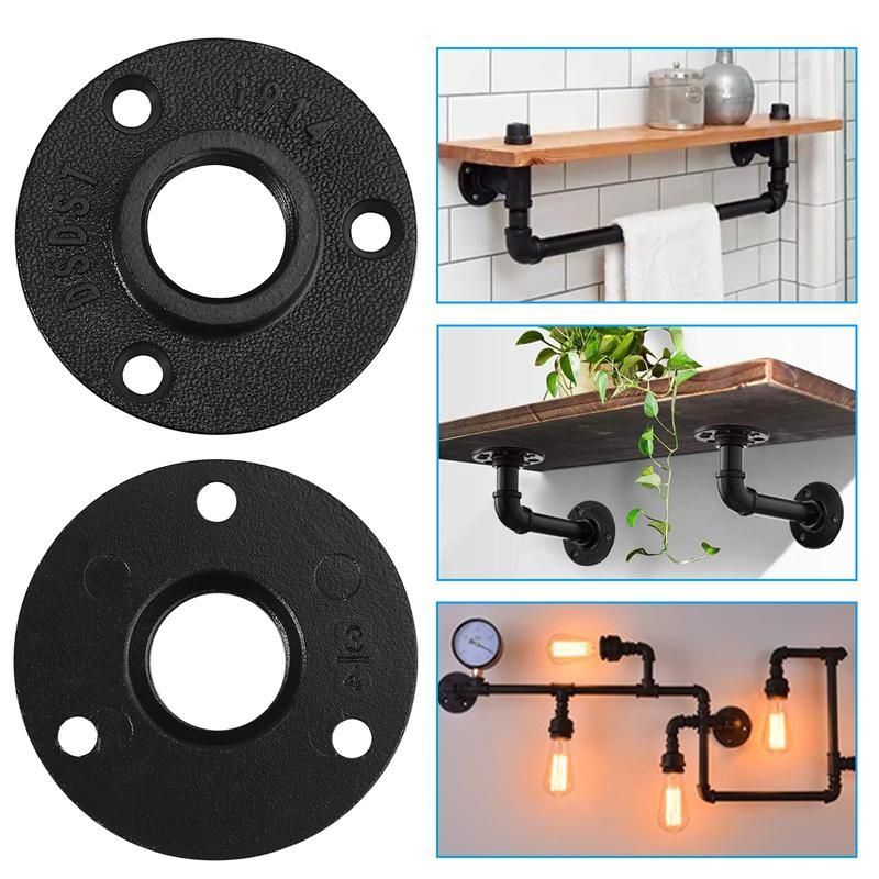 DIY Pipe Fittings Black Aluminum Floor Flange Thread Black Iron Pipe Pipe Furniture Bathroom Rack