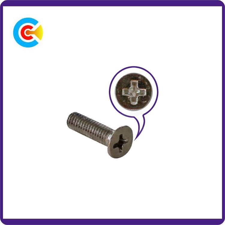 DIN/ANSI/BS/JIS Carbon-Steel/Stainless-Steel 4.8/8.8/10.9 Galvanized Cross Countersunk Head Screws for Building