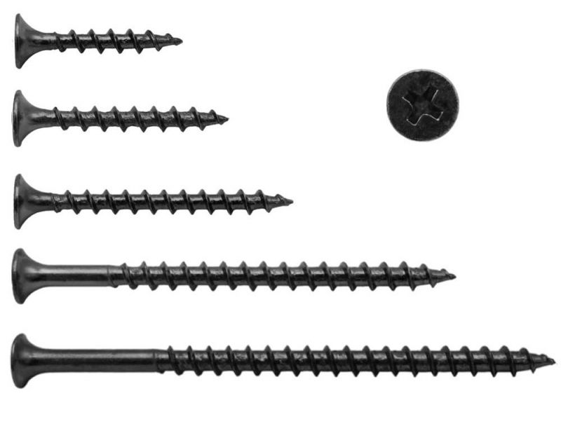 Black Phosphate #2 (Phillips) Flat (Bugle) Coarse Drywall (Gypse) Screws