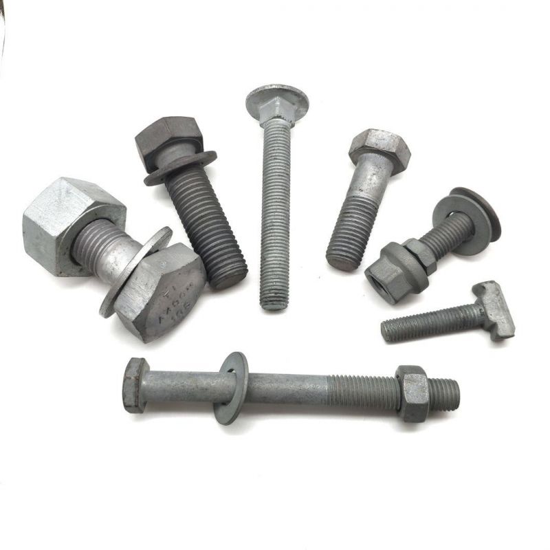 Grade 6.8 5.8 M8 M20 Hot DIP Galvanized Electric Power Fitting Hex Bolt with Flat Washer and Hex Nut