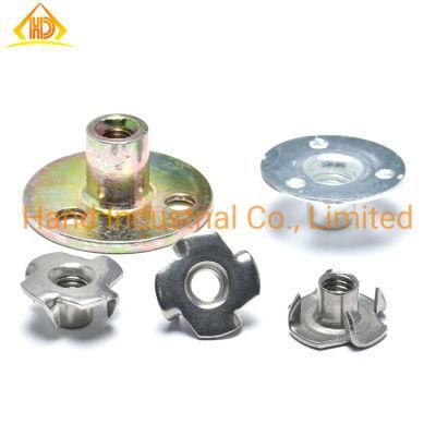Carbon Steel M6 M8 M10 Four Claw Slab and Round Base Weld T Nuts Used for Wood