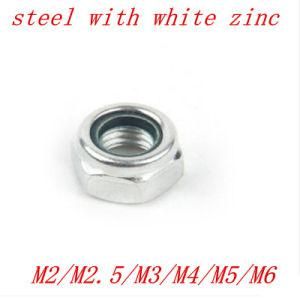 50PCS-DIN985-Steel-with-White-Zinc-Nylon-Insert-Lock-Nut-M2-M2-5-M3-M4-M5