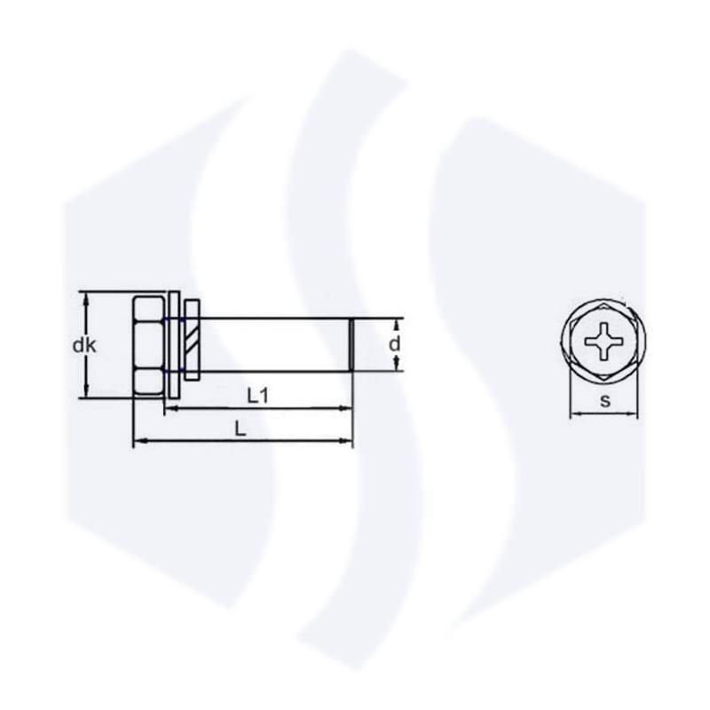 Cross Recessed Hex Head Combination Assembling Screw Assembly Screw with Washer and Spring Washer