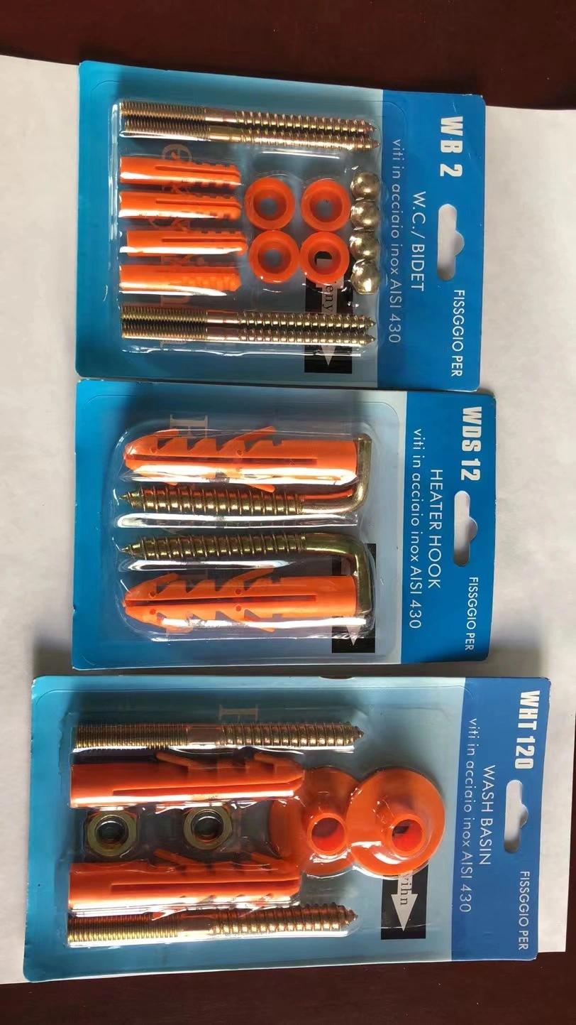 Heater Screw Set Galvanized Screw 4PCS Sanitary Ware Accessory Set Bathroom Toilet and Wash Basin Set Wds12 Card Packing Hook Bolt