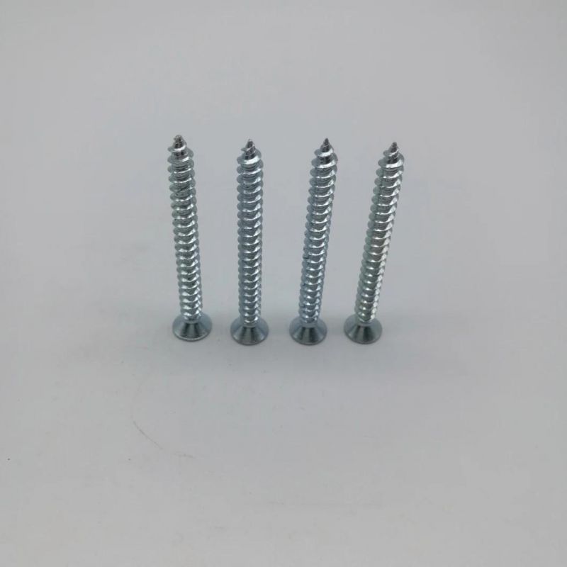 Blue White Zinc Cross Recessed Flat Head Tapping Screws