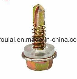 Hex Head Self Drilling Screw Yellow Color Zinc Plated Good Quality 14# 1&quot; Machine Screw DIN7504