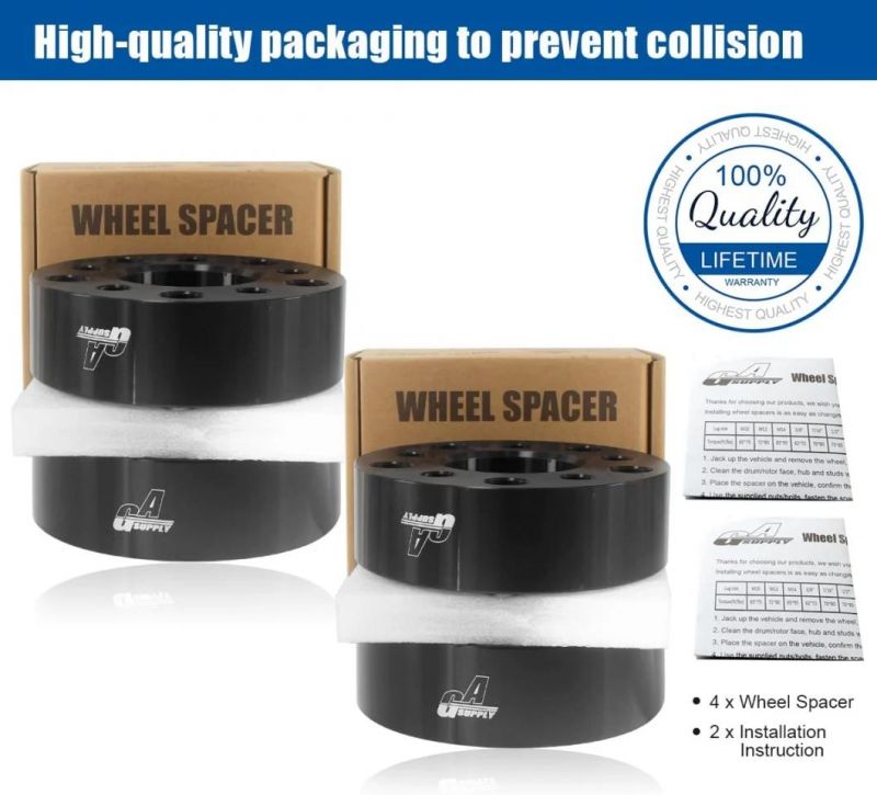5X4.5 to 5X5 Wheel Spacers with 2" 71.5mm Hub Bore 1/2-20 Studs
